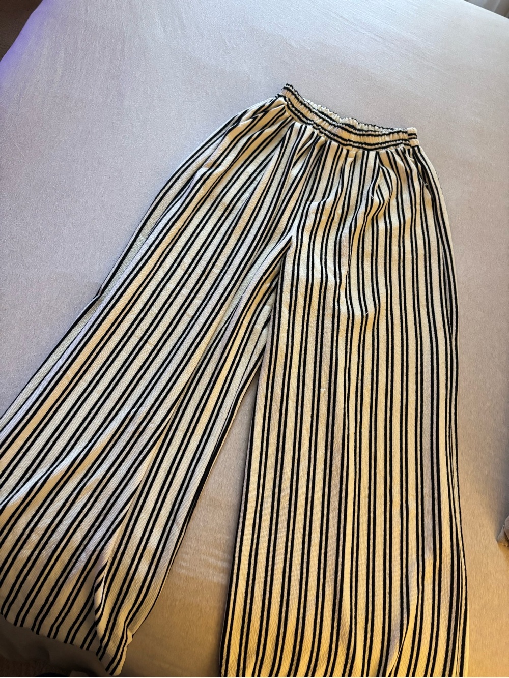 Vici Black & Cream Vertical Stripe Wide-Leg Pants